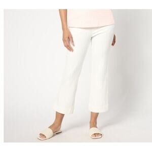 Isaac Mizrahi White Size 2 Knit Denim Crop Slim Boot Jeans A643321 NWOT